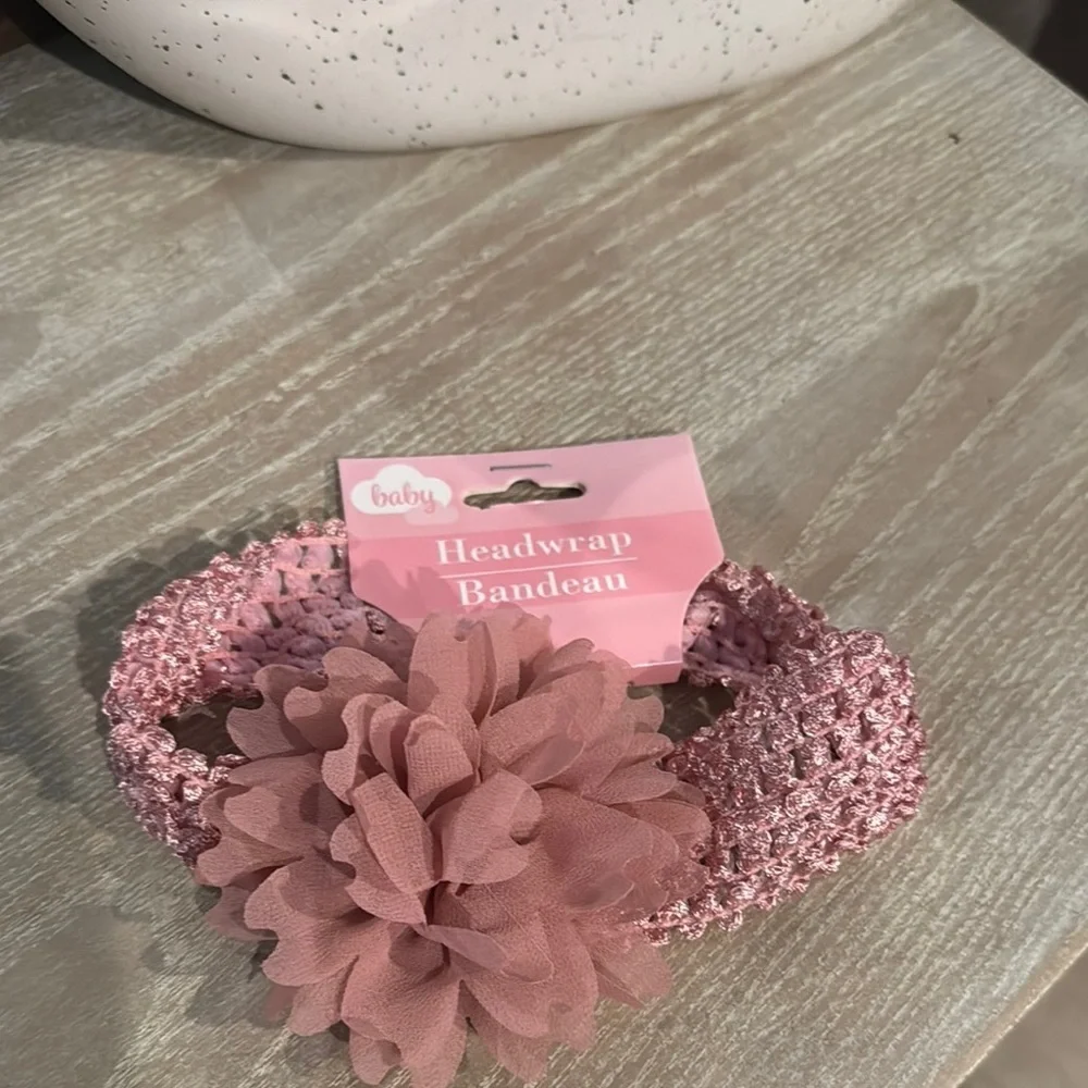 Baby Pink Headwrap with Flower